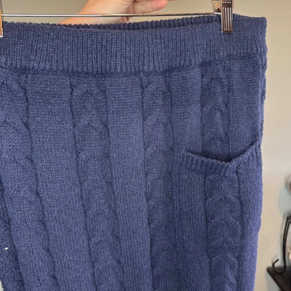 Womens Cable Knit Winter Fall Autumn Cozy Comfy Warm‎ Maxi Skirt Navy Blue Large